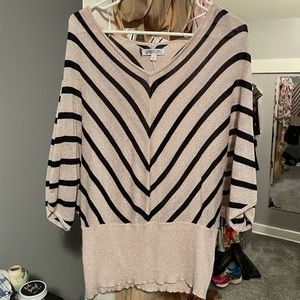 Pink and black striped lightweight sweater